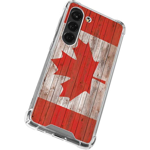 Canadian Flag Dark Wood Galaxy S23 Clear Case